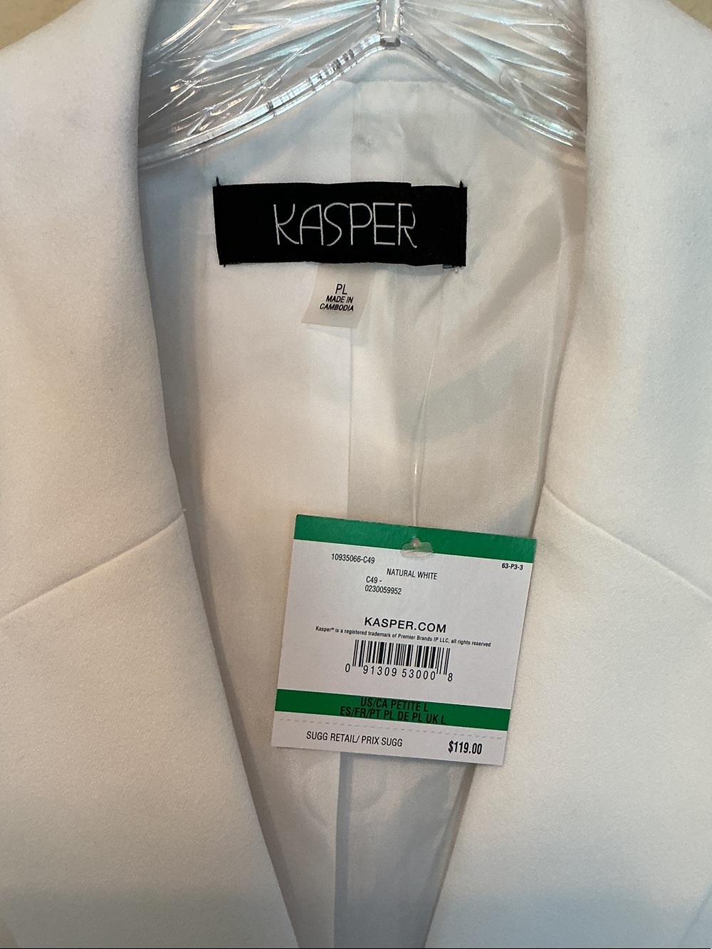 Kasper Women's White Single-Button Tailored Blazer - Picture 3 of 4